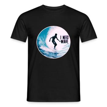 Surfer on the Wave Need Wave - Men's T-Shirt - black - Front - AI Model Male 178 light (178cm)