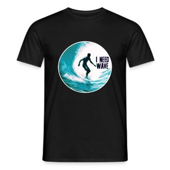 Surfer on the Wave I Need Wave - Men's T-Shirt - black - Front - AI Model Male 178 light (178cm)
