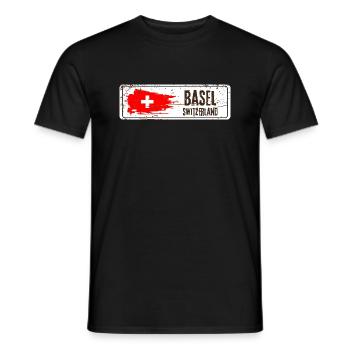 Bâle, Suisse, Drapeau - T-shirt homme - noir - Devant - AI Model Male 178 light (178cm)