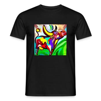 Cow of Colours No.2, - Männer T-Shirt - Schwarz - Vorne - AI Model Male 178 light (178cm)