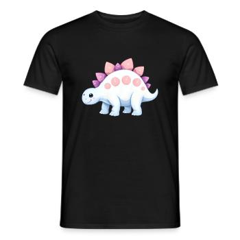Joyful Cartoon Dinosaur with Pink Accents - Men's T-Shirt - black - Front - AI Model Male 178 light (178cm)