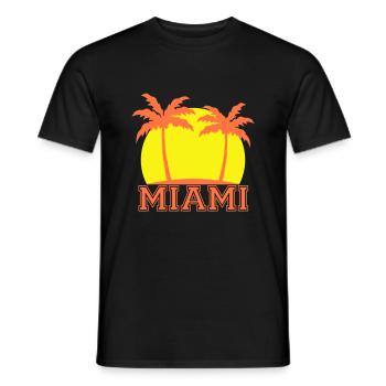 Miami USA 2 Palmiers Plage Soleil Amérique Voyage Cool - T-shirt homme - noir - Devant - AI Model Male 178 light (178cm)