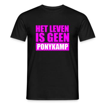 Het leven is geen Ponykamp – funny saying - Men's T-Shirt - black - Front - AI Model Male 178 light (178cm)