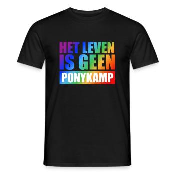 Het leven is geen Ponykamp – funny saying - Men's T-Shirt - black - Front - AI Model Male 178 light (178cm)