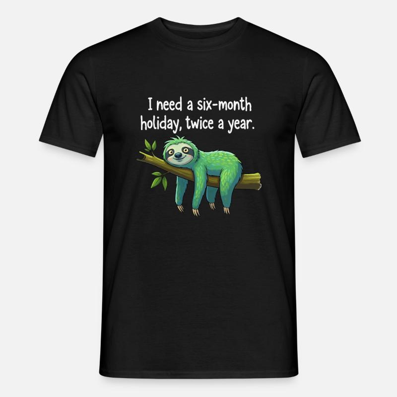 Faultier Urlaub - Männer T-Shirt - Schwarz