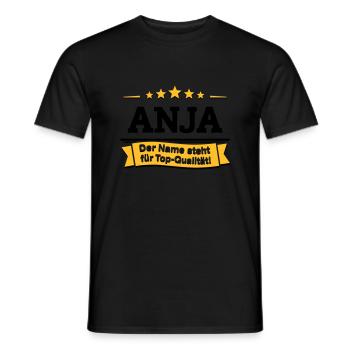 Anja – Der Name steht für Top-Qualität! - Männer T-Shirt - Schwarz - Vorne - AI Model Male 178 light (178cm)