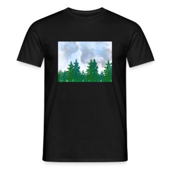 Paysage paysage aquarelle forêt sur un temps nuageux - T-shirt homme - noir - Devant - AI Model Male 178 light (178cm)