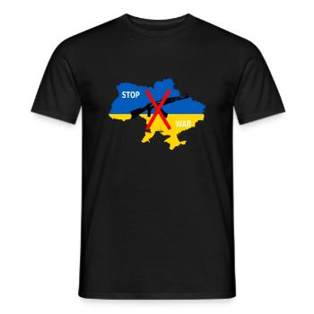 Support Ukraine, Ukraine - stop the war - Men's T-Shirt - black - Front - AI Model Male 178 light (178cm)