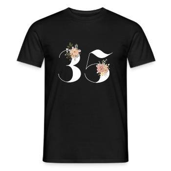 35e anniversaire fleuris (Cadeau de 35 ans) - T-shirt homme - noir - Devant - AI Model Male 178 light (178cm)