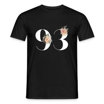 93rd Anniversary Flowers (Gift of 93 years) - Men's T-Shirt - black - Front - AI Model Male 178 light (178cm)