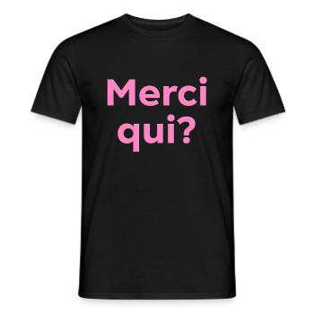 Merci qui - T-shirt homme - noir - Devant - AI Model Male 178 light (178cm)