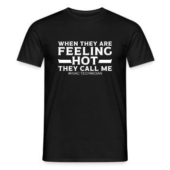 When They Feeling Hot Funny HVOC Technician - Men's T-Shirt - black - Front - AI Model Male 178 light (178cm)