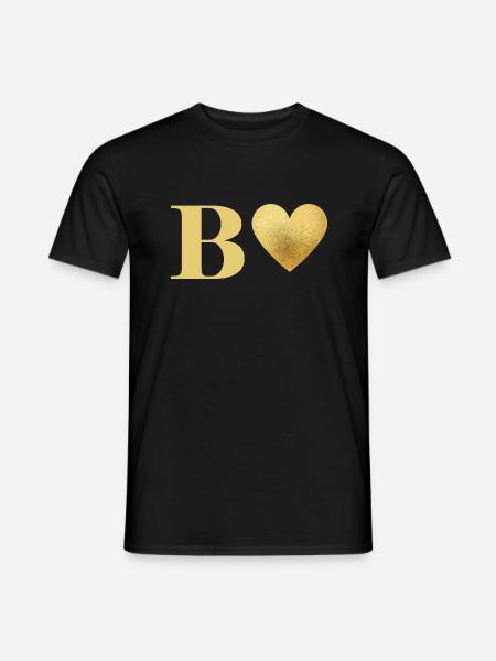 Lettre b cœur doré - T-shirt homme - noir