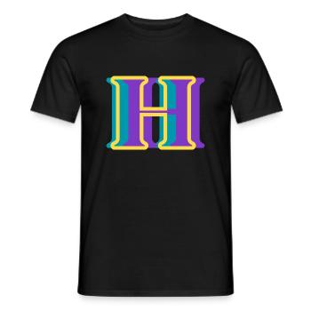 Mehrfarbiger Buchstabe h – originelle Geschenkidee - Männer T-Shirt - Schwarz - Vorne - AI Model Male 178 light (178cm)