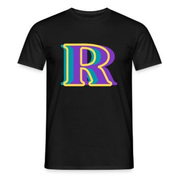 Multicolored letter r - Men's T-Shirt - black - Front - AI Model Male 178 light (178cm)