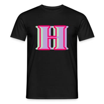 Lettre h multicolore - T-shirt homme - noir - Devant - AI Model Male 178 light (178cm)