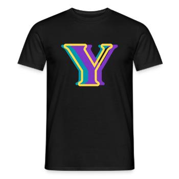 Multicolored letter y - Men's T-Shirt - black - Front - AI Model Male 178 light (178cm)