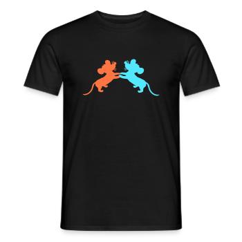 2 souris danse mains tenant couple équipe amis amour - T-shirt homme - noir - Devant - AI Model Male 178 light (178cm)