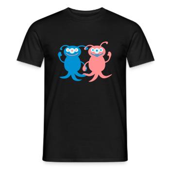 Cute Alien Love Couple - Männer T-Shirt - Schwarz - Vorne - AI Model Male 178 light (178cm)