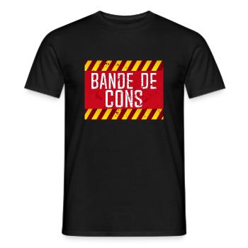 panneau insulte bande de cons humour provocateur - T-shirt homme - noir - Devant - AI Model Male 178 light (178cm)