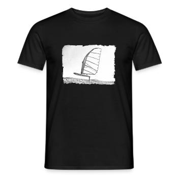 Windsurf Foil / Foiling Hand-Drawing Sketch - Men's T-Shirt - black - Front - AI Model Male 178 light (178cm)