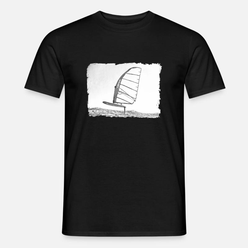Windsurf Foil / Foiling Hand-Drawing Sketch - Men’s T-shirt - black