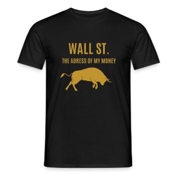 Wall Street – The Address Of My Money – Gold - Men's T-Shirt - black - Front - AI Model Male 178 light (178cm)