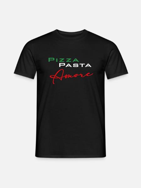 Pizza Pasta Amore - Männer T-Shirt - Schwarz