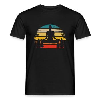 Retro Sun and Yoga - (yo) - Men's T-Shirt - black - Front - AI Model Male 178 light (178cm)