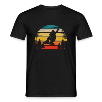 Soleil rétro et snowboard - (2) - T-shirt homme - noir - Devant - AI Model Male 178 light (178cm)