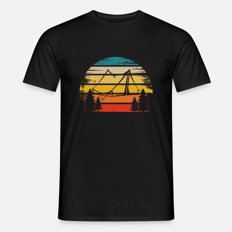 Retro Sonne und Camping - (2) - Männer T-Shirt - Schwarz