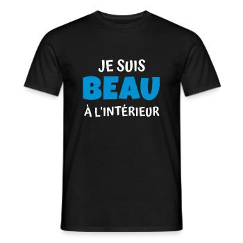 je suis beau à l intérieur / humour bogosse - T-shirt homme - noir - Devant - AI Model Male 178 light (178cm)