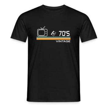 70's - Men's T-Shirt - black - Front - AI Model Male 178 light (178cm)