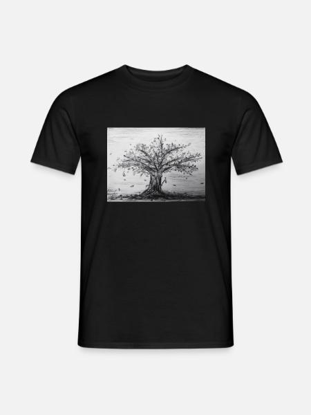Herbst, Apfelbaum - Männer T-Shirt - Schwarz