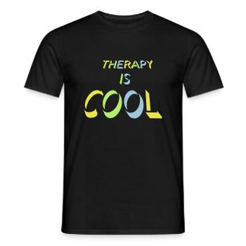 therapy is cool Zitat - Männer T-Shirt - Schwarz - Vorne - AI Model Male 178 light (178cm)