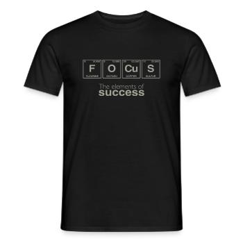 Slogan d’entreprise : Les éléments du succès - FOCUS - T-shirt homme - noir - Devant - AI Model Male 178 light (178cm)