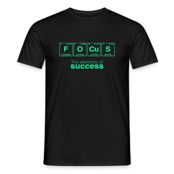 Funny sayings: The Elements of Success - FOCUS - Men's T-Shirt - black - Front - AI Model Male 178 light (178cm)