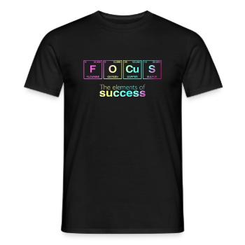 Slogan d’entreprise : Les éléments du succès - FOCUS - T-shirt homme - noir - Devant - AI Model Male 178 light (178cm)