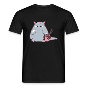 Dodi le chat qui tricote - T-shirt homme - noir - Devant - AI Model Male 178 light (178cm)