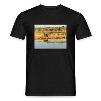 Landscape in Chobe National Park on Sedudu Island - Men's T-Shirt - black - Front - AI Model Male 178 light (178cm)