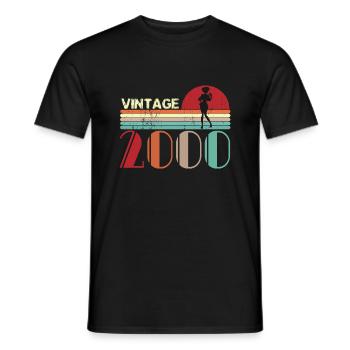 Vintage 2000 Birthday retro sunset design - Men's T-Shirt - black - Front - AI Model Male 178 light (178cm)