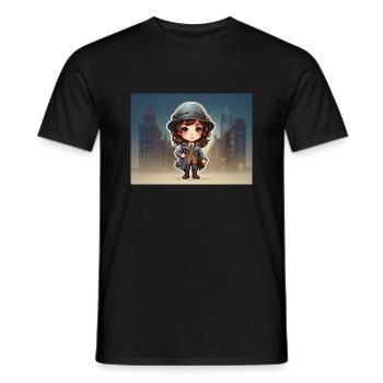 girl with hat - Men's T-Shirt - black - Front - AI Model Male 178 light (178cm)