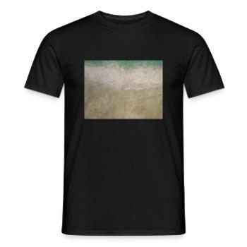 Welle trifft Strand - Männer T-Shirt - Schwarz - Vorne - AI Model Male 178 light (178cm)