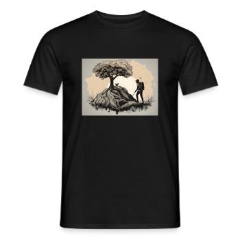 Wanderer im Sonnenuntergang - Männer T-Shirt - Schwarz - Vorne - AI Model Male 178 light (178cm)