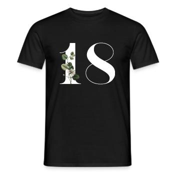 Numéro 18 floral vert -18e anniversaire floral - T-shirt homme - noir - Devant - AI Model Male 178 light (178cm)
