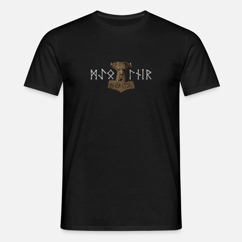 Mjölnir Älterer Futhark - Männer T-Shirt - Schwarz
