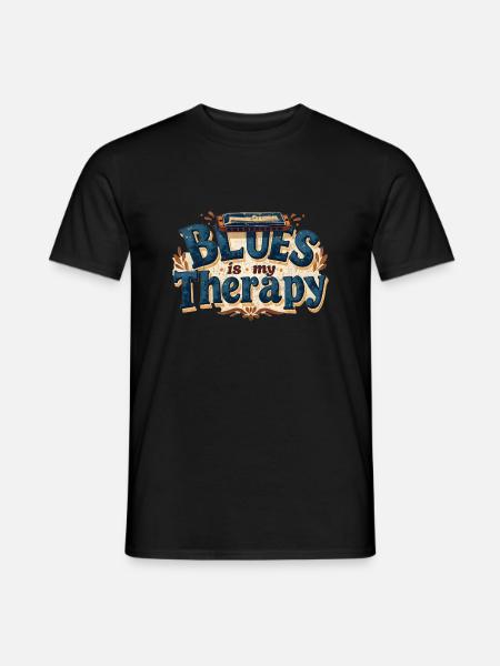 Blues is my Therapy – Retro Music T-Shirt - Men's T-Shirt - black