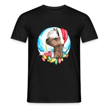 Süßes Alpaka Weihnachten Geschenk xmas Nikolaus - Männer T-Shirt - Schwarz - Vorne - AI Model Male 178 light (178cm)
