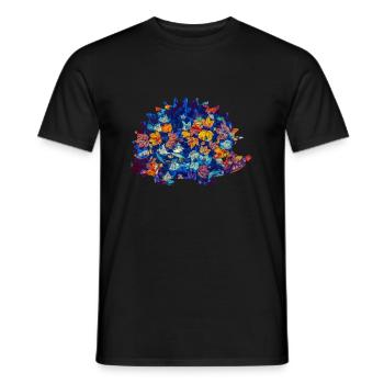 hedgehog autumn leaves - Men's T-Shirt - black - Front - AI Model Male 178 light (178cm)