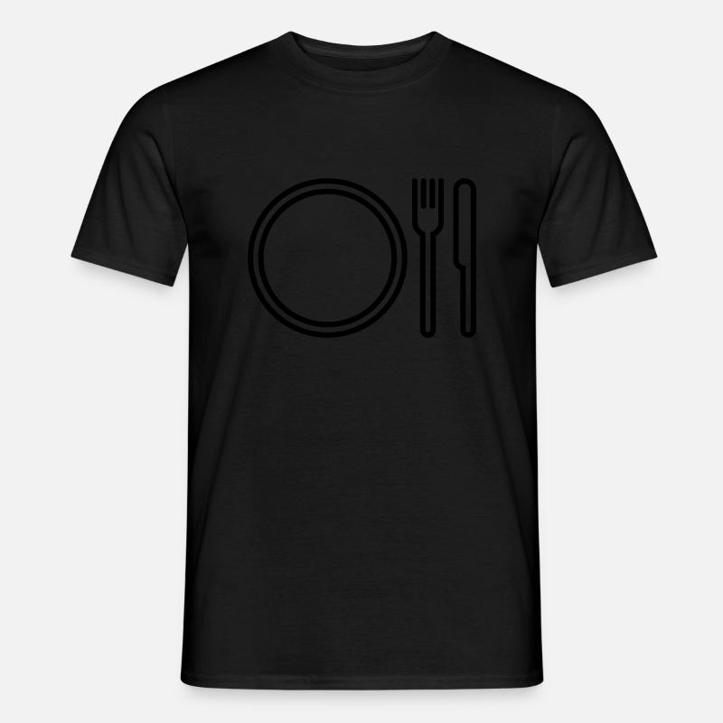 Teller, Gabel und Messer - Männer T-Shirt - Schwarz